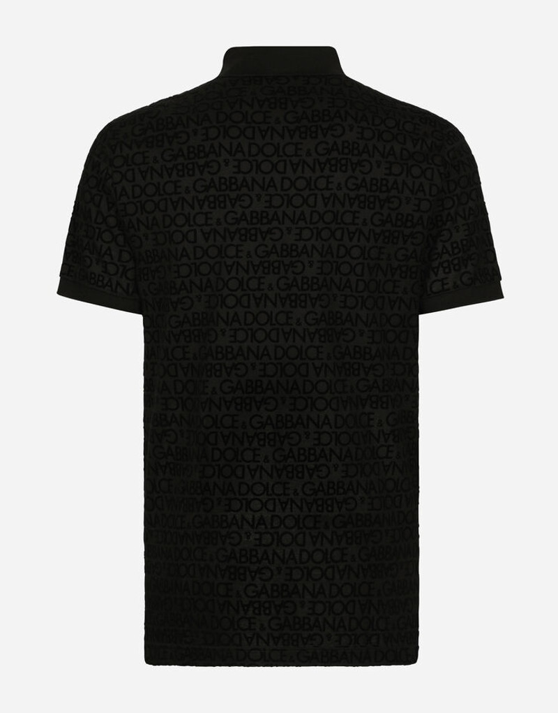 Dolce & Gabbana Piqué polo-shirt with flocked Dolce&Gabbana logo outlook