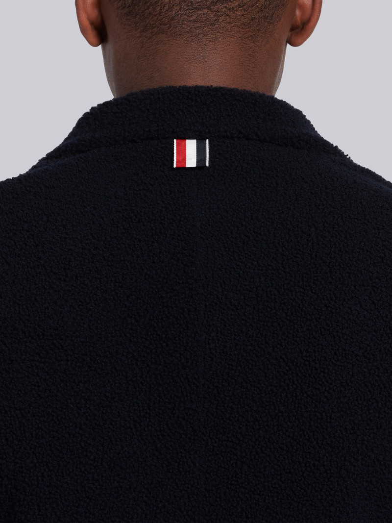 Navy Lightweight Shearling Unconstructed Sack 4-Bar Overcoat 5