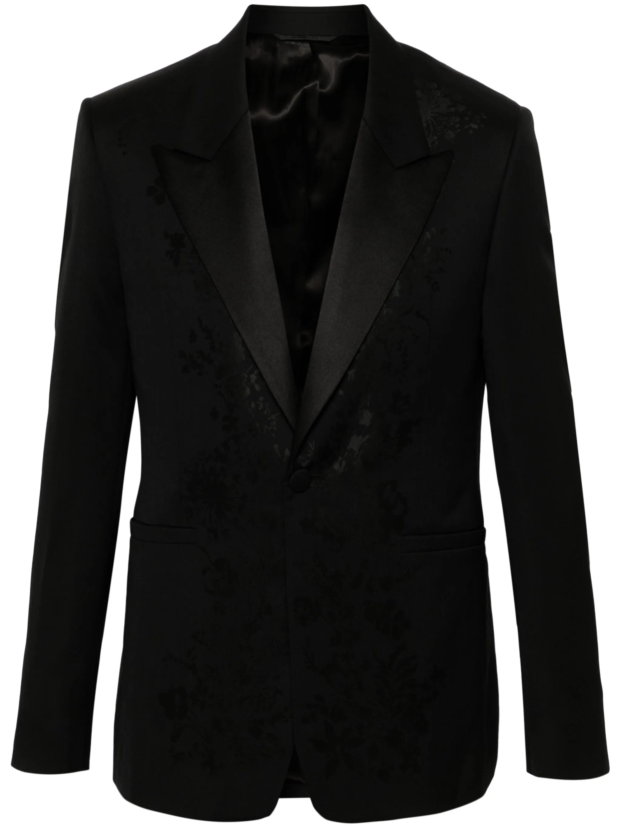 Floral-jacquard Single-breasted Blazer - 1