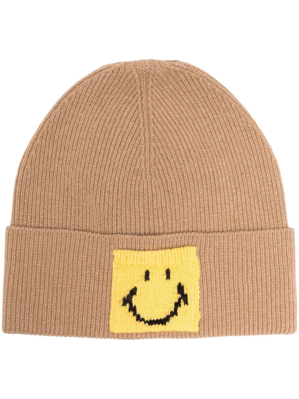 Smiley-patch ribbed beanie - 1