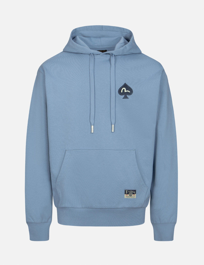 DARUMA AND GODHEAD EMBROIDERED BADGES RELAX FIT HOODIE 1