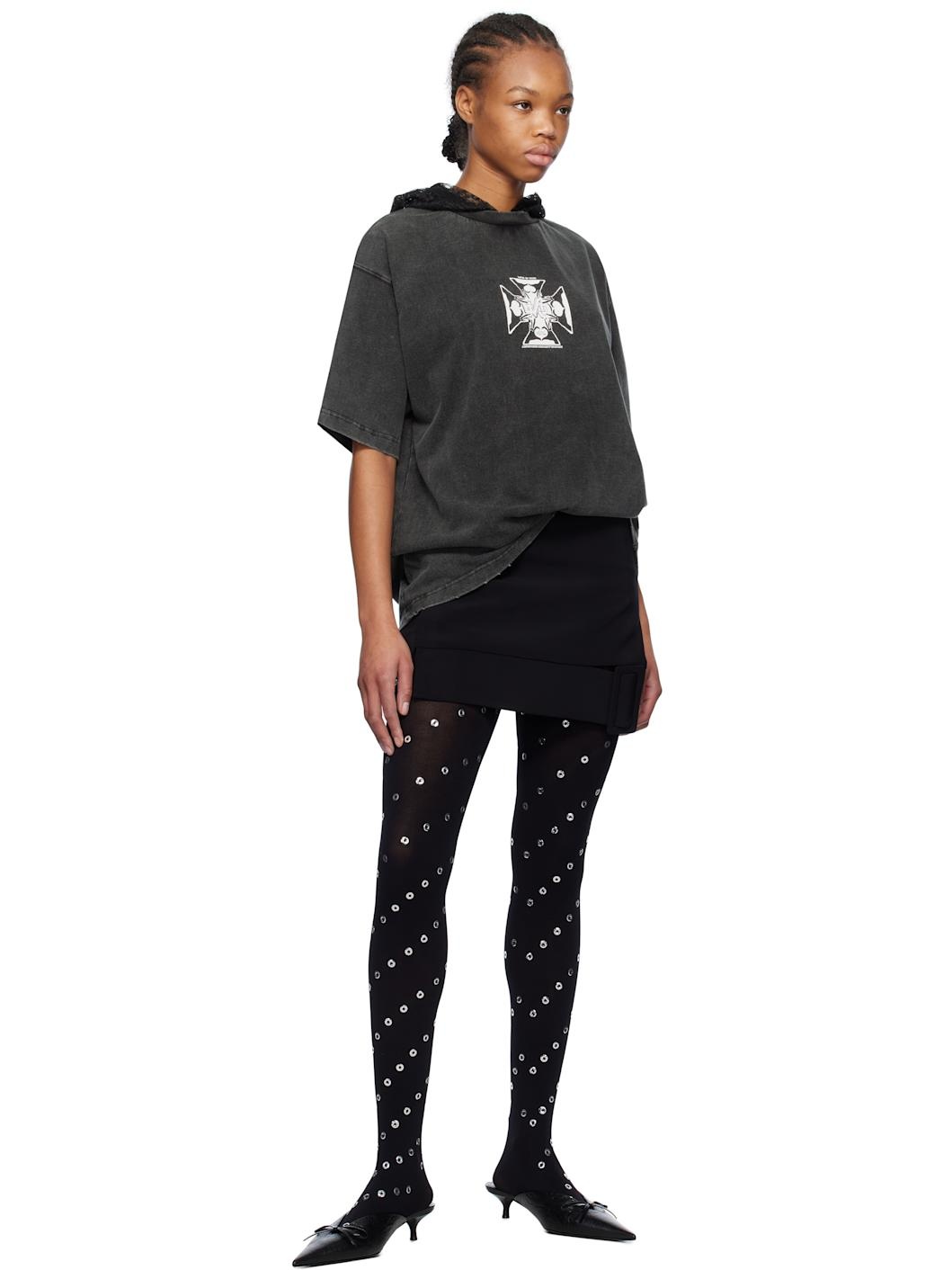 Black Heart Cross Hooded T-shirt - 4
