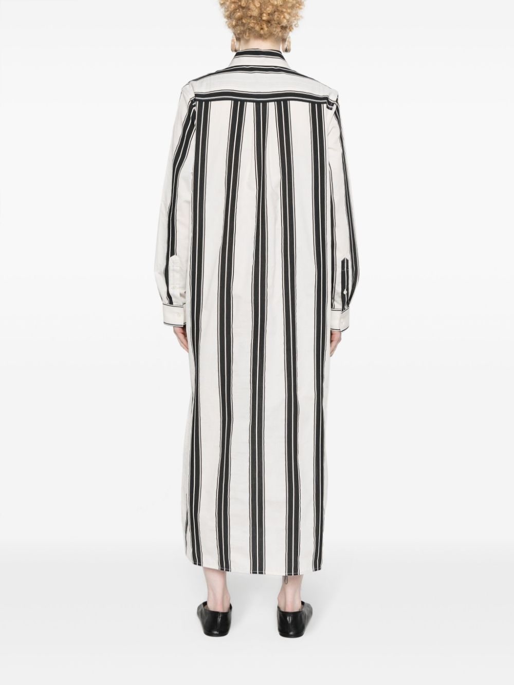stripe-pattern shirt dress - 4
