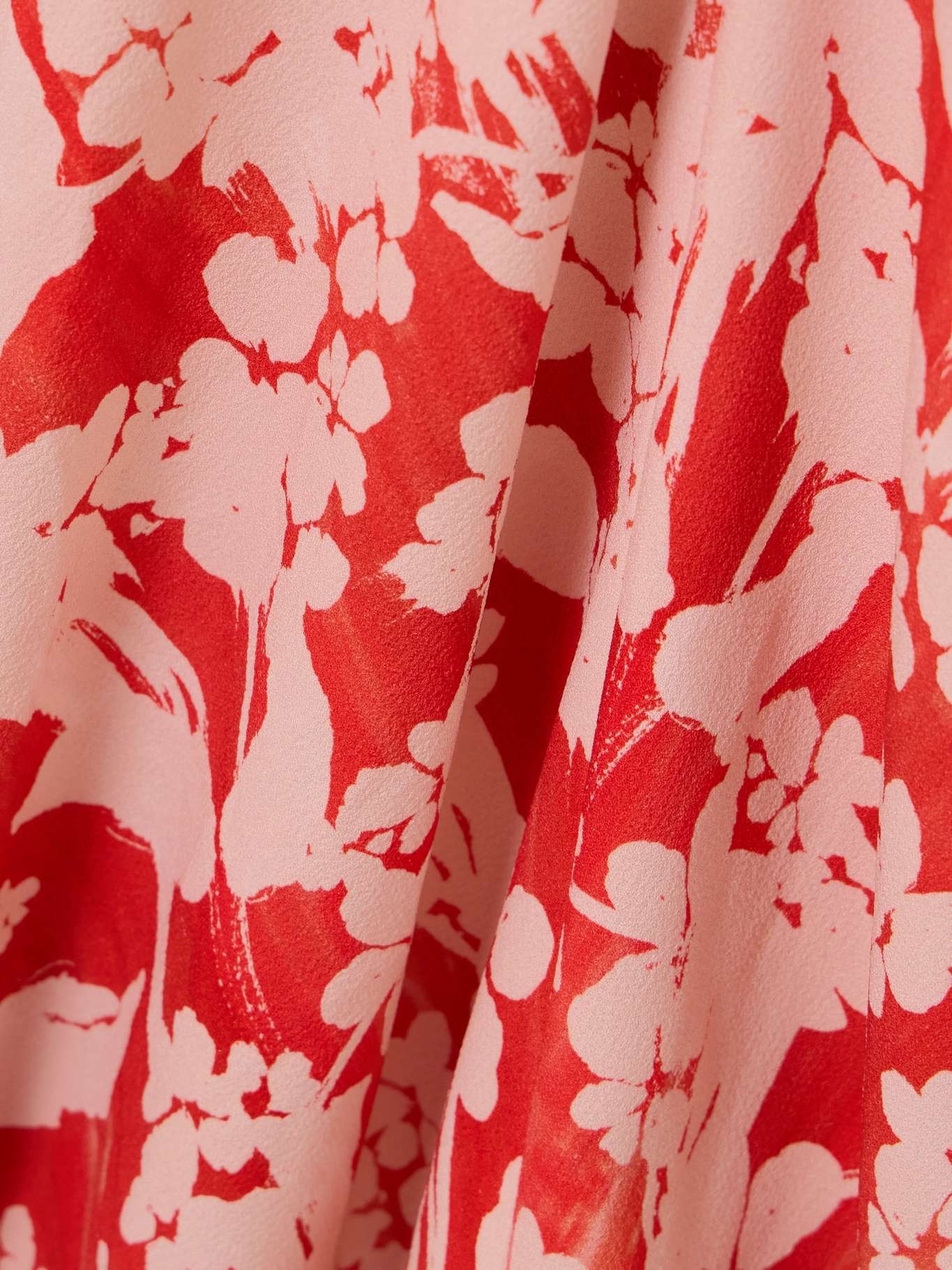 Gathered floral-print crepe midi dress Red - 4