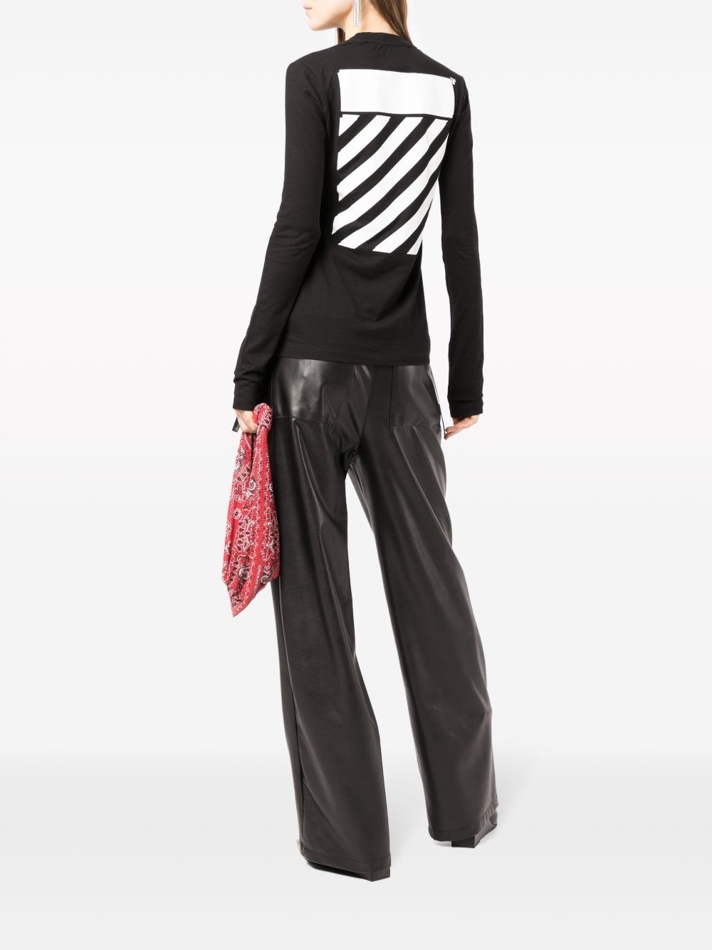 Diag-stripe long-sleeved T-shirt - 2