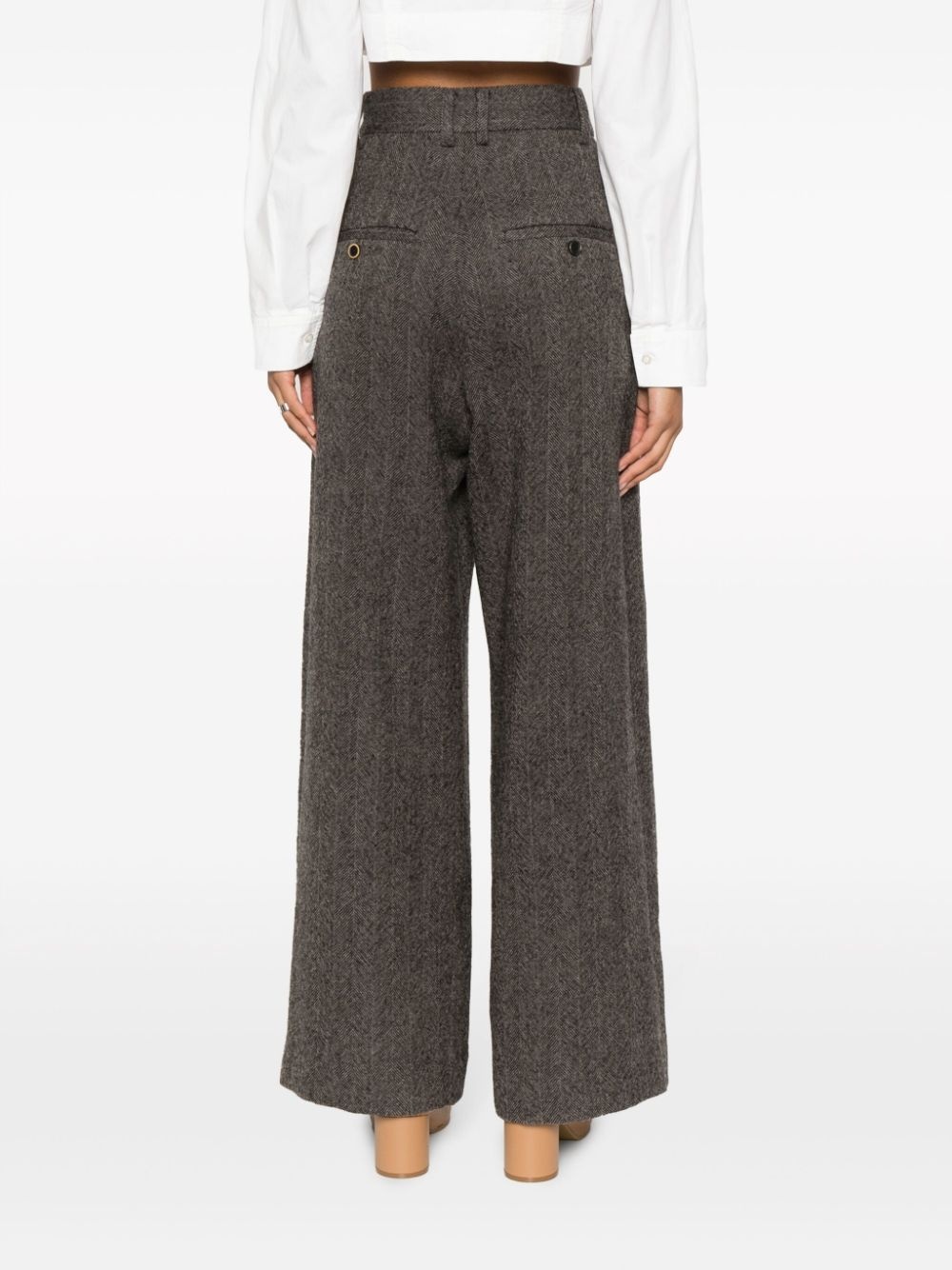 pleated wide-leg virgin wool trousers - 4