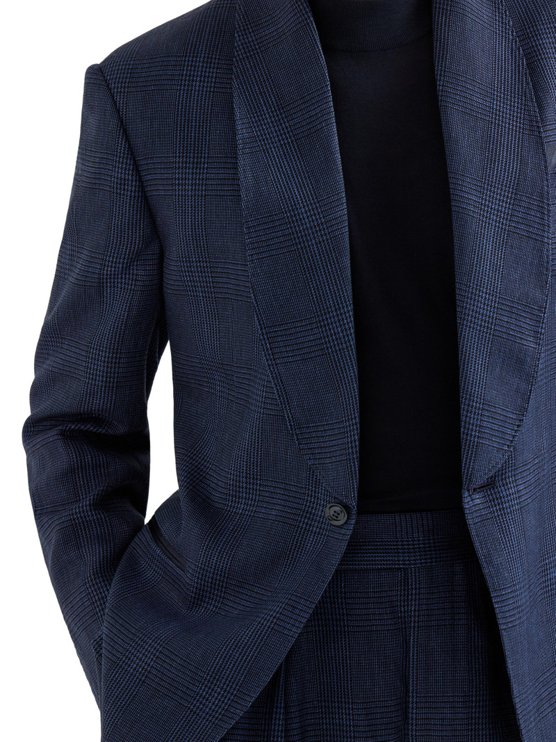 Men's Prince of Wales Tuxedo with Shawl Lapel Jacket and Trousers with Double Pleats - Navy Blue 4