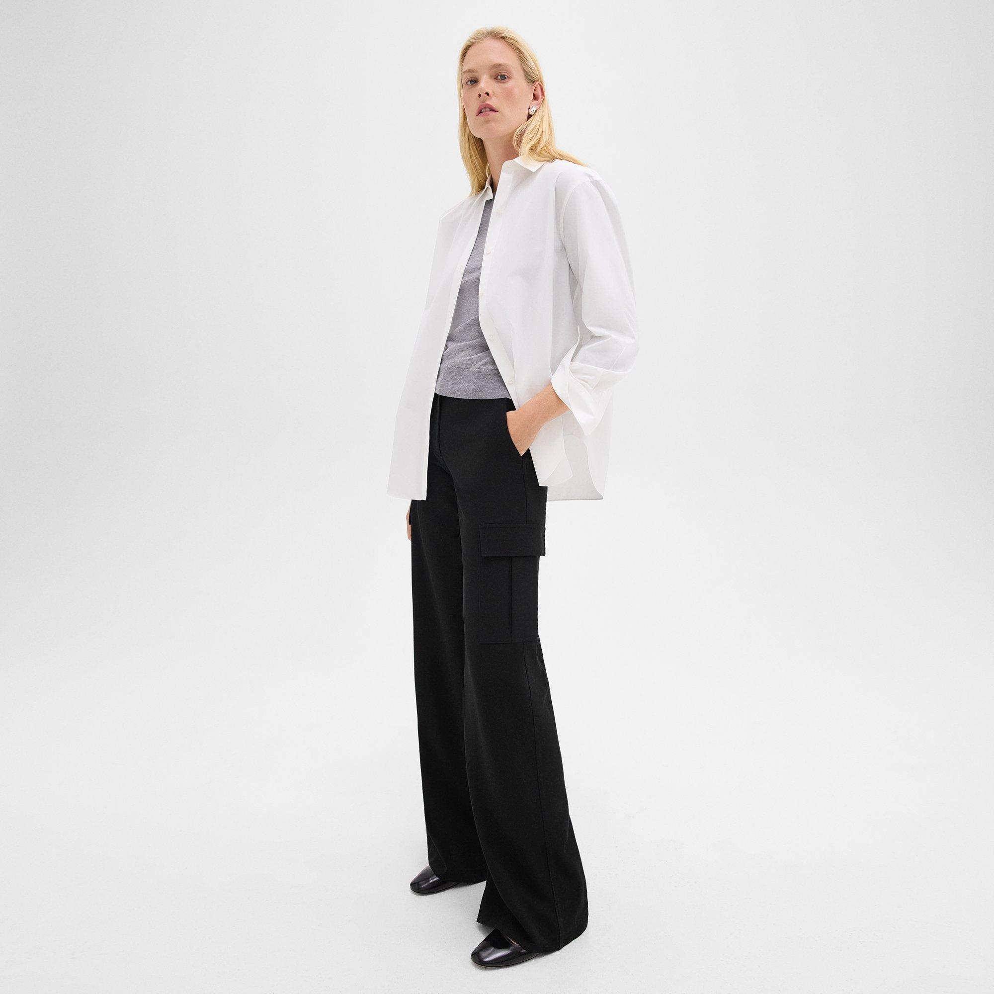 Theory Wide-Leg Cargo Pant in Admiral Crepe | REVERSIBLE