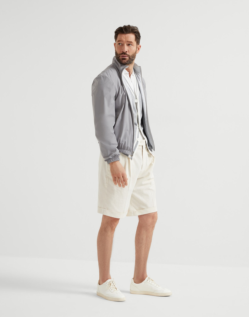 Silk and cotton jersey reversible outerwear jacket with logo 5