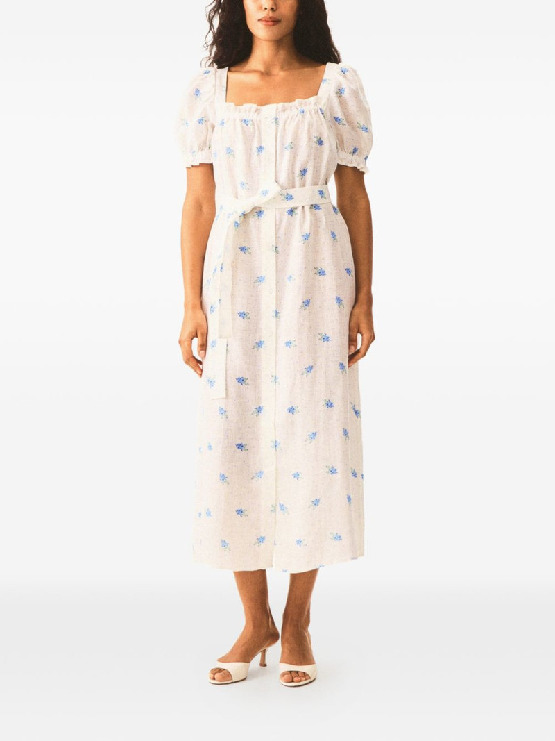 square-neck floral linen dress 1