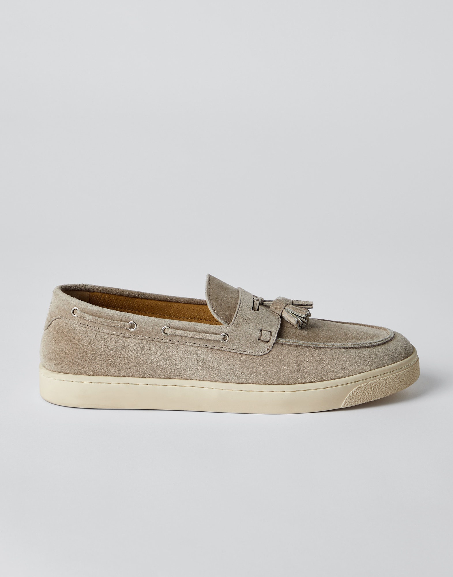 Suede loafer sneakers with tassels and natural rubber sole - 1