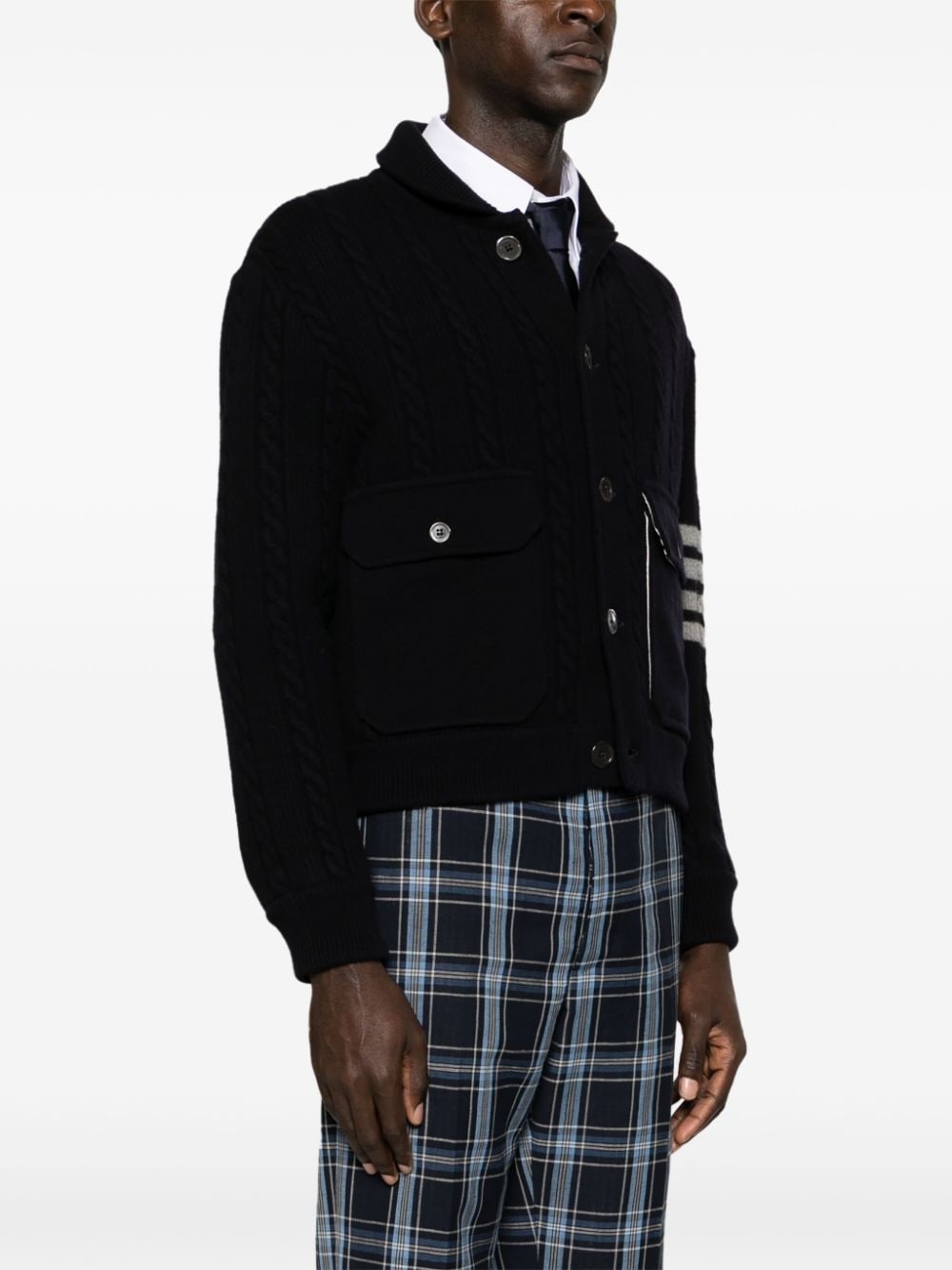 4-Bar stripe cable-knit jacket - 3