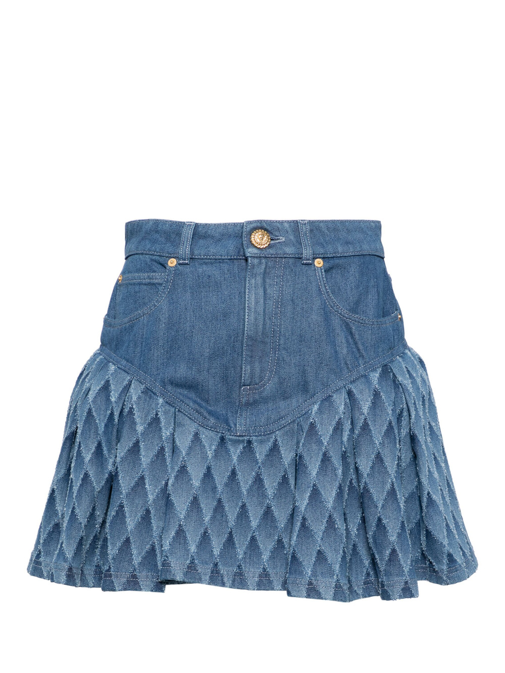 Laser Grid Blue Denim Short - 1