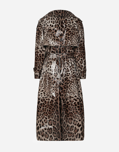 Dolce & Gabbana Leopard-print coated satin trench coat outlook