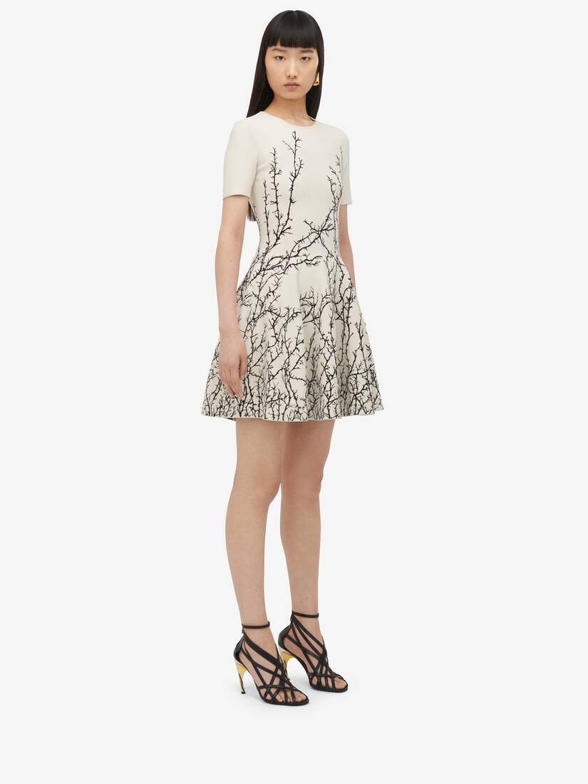 Women's Thorn Branches Mini Dress in Ivory/black - 3