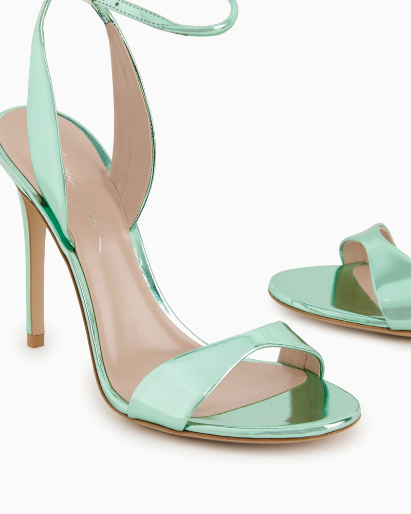 Lamé-leather heeled sandals 5