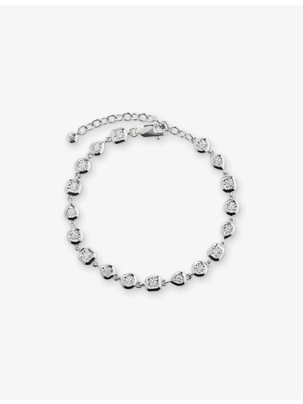 Bezel Sterling-Silver and 0.5ct Brilliant-Cut Diamond Chain Bracelet - 1