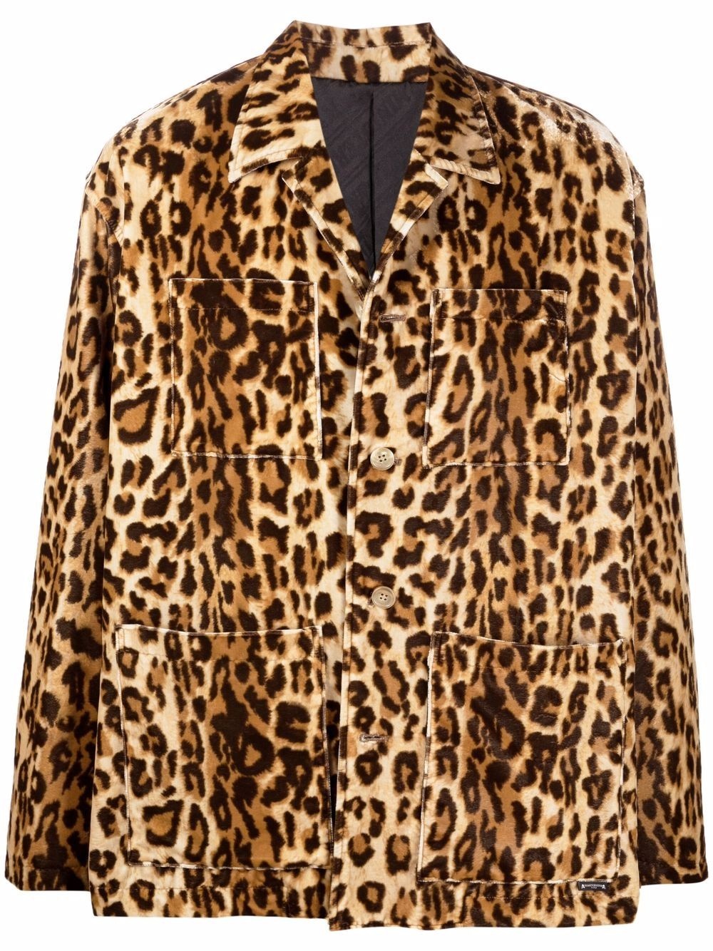 leopard-print notched-lapels shirt jacket - 1