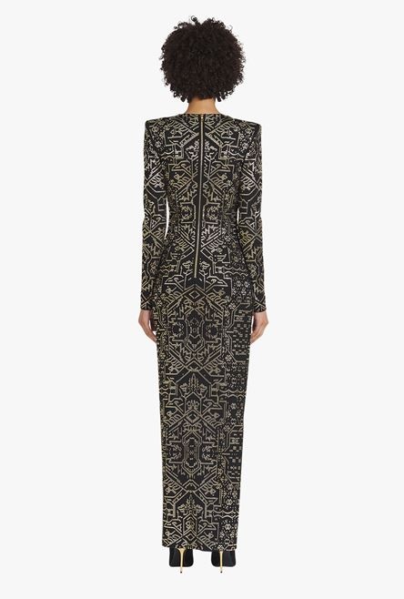 Long black and gold embroidered dress - 3