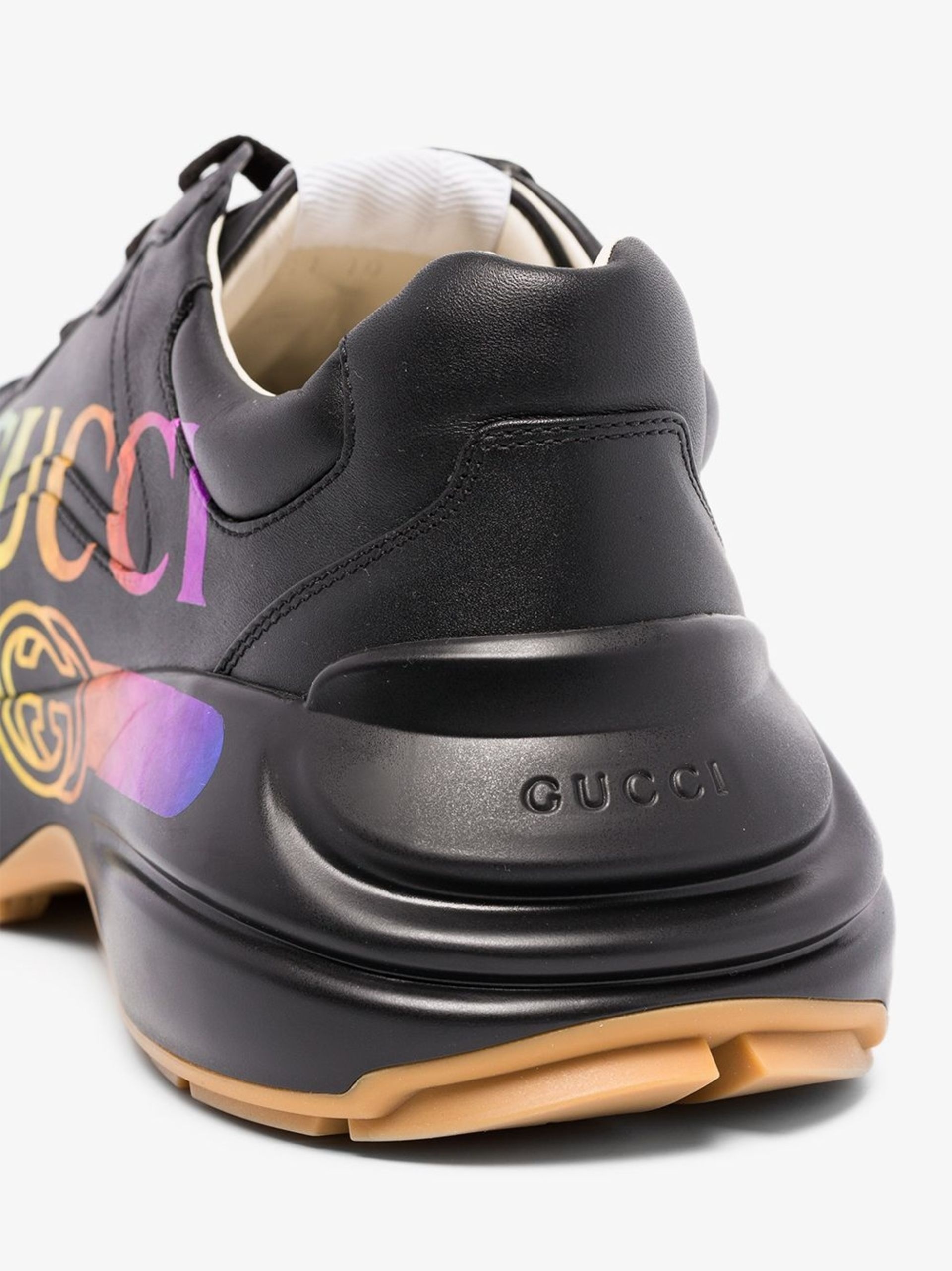 black Rhyton logo print leather sneakers - 3