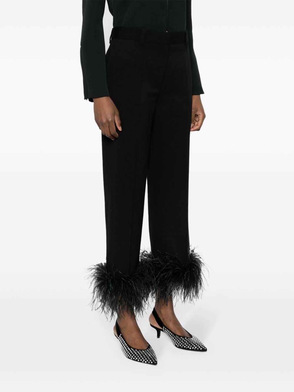 feather-trimmed trousers - 3