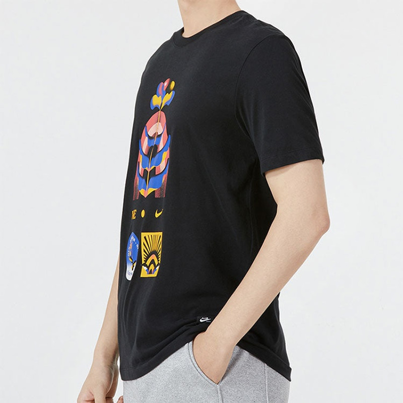 Nike Printing Pattern Round Neck Short Sleeve Black DM5431-010 4