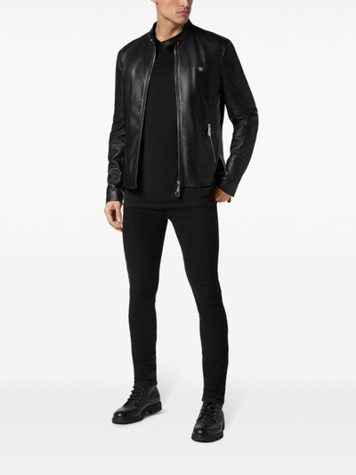 PHILIPP PLEIN leather moto jacket outlook