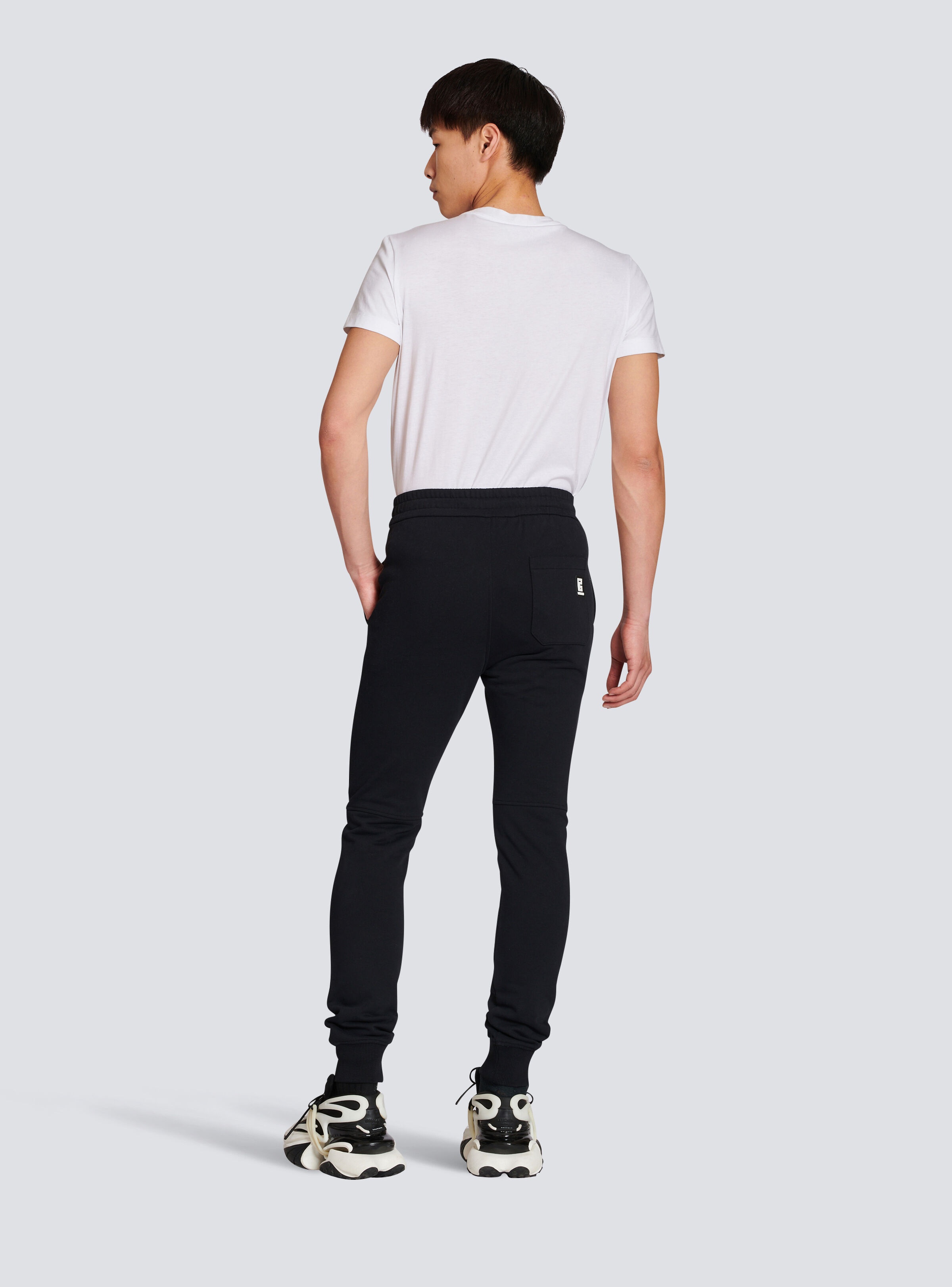 Cotton sweatpants with flocked Balmain Paris logo - 4