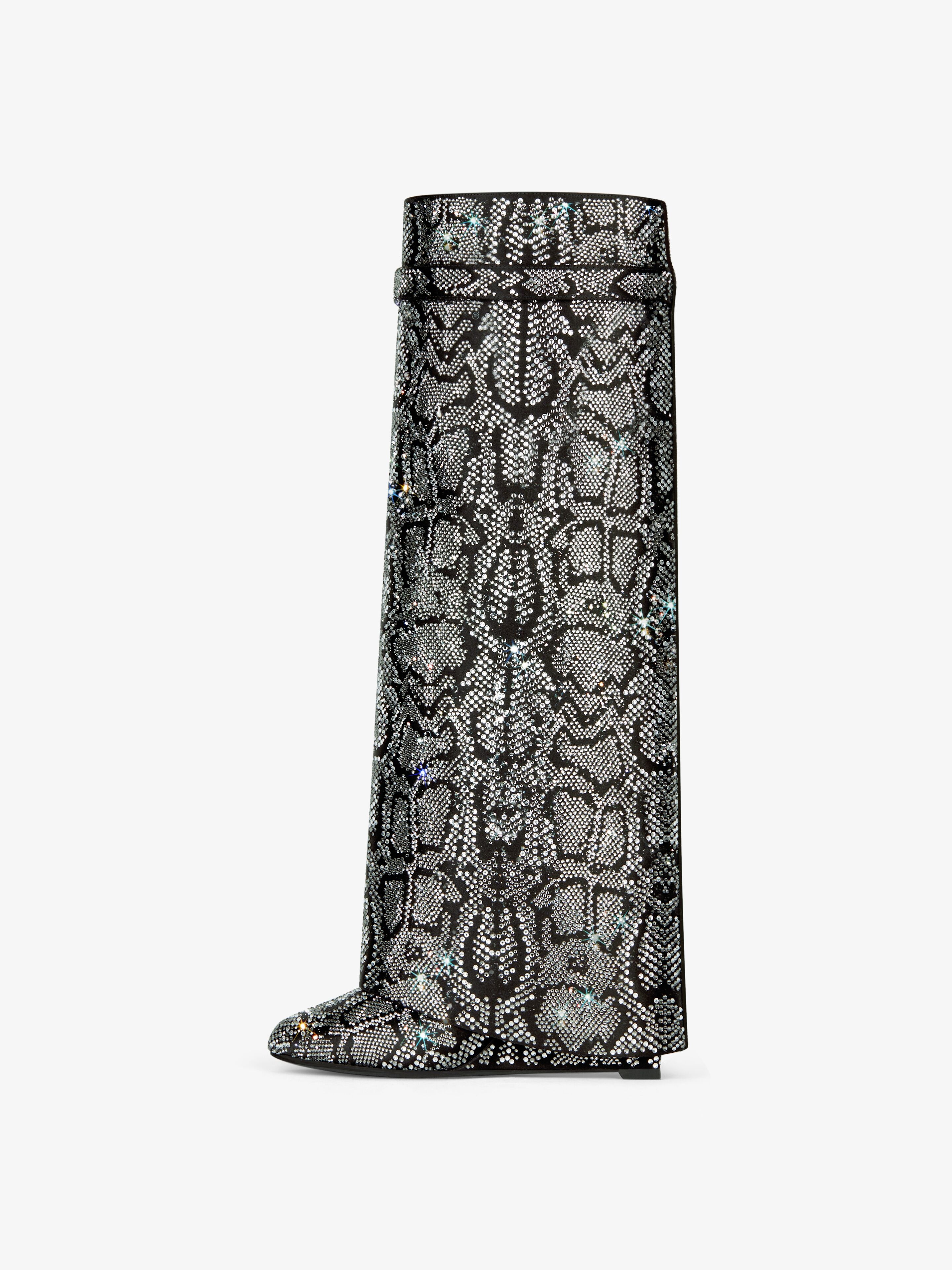 SHARK LOCK BOOTS IN SATIN WITH PYTHON EFFECT STRASS - 5