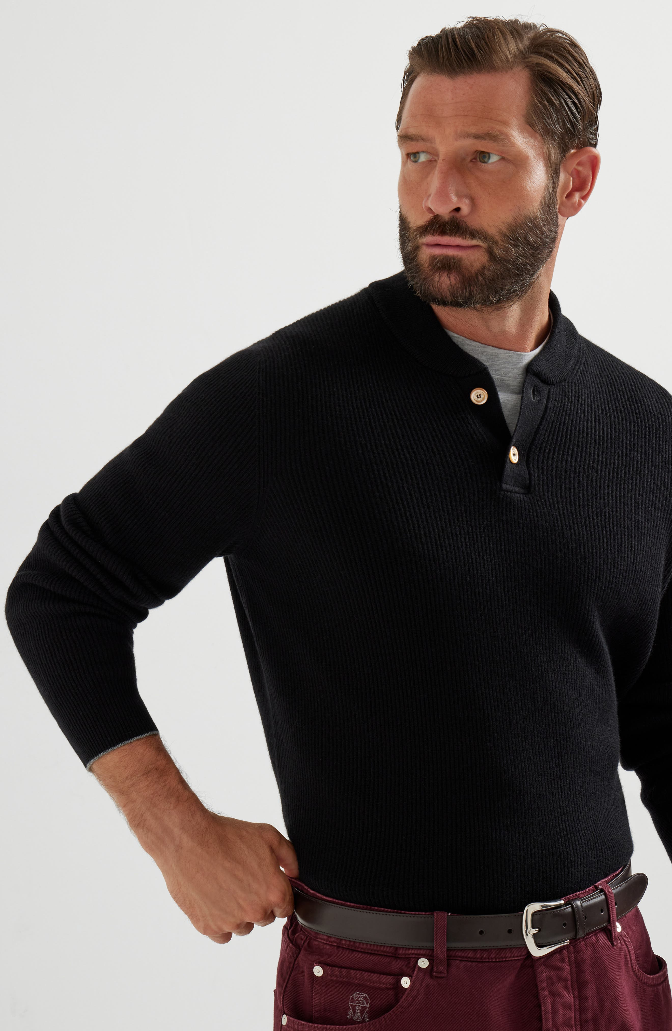 Brunello Cucinelli English Rib knit sweater in Black at Nordstrom - 5