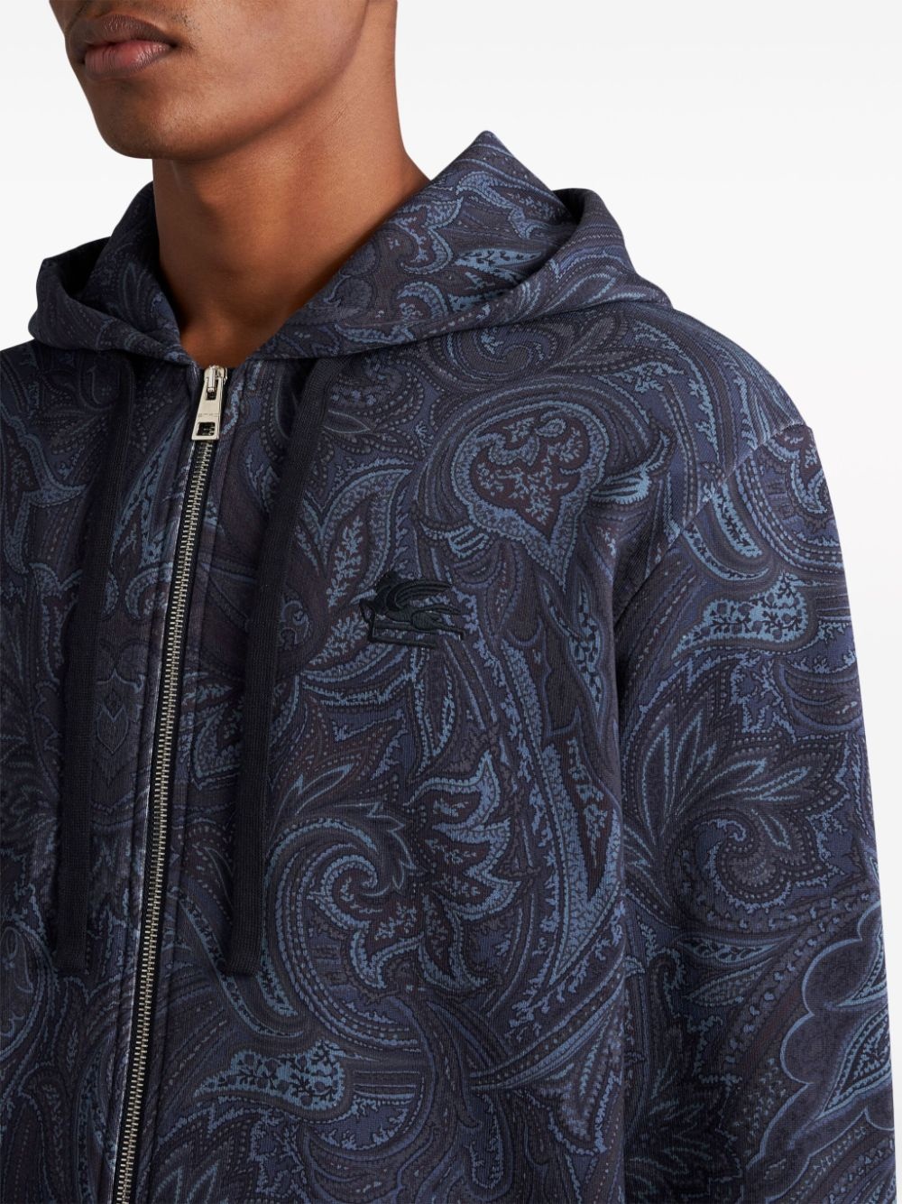 paisley-print zip-up cotton hoodie - 5
