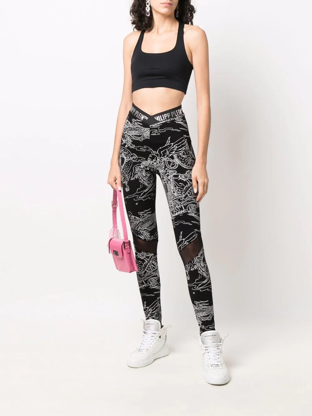 high-waist tattoo-print leggings - 2