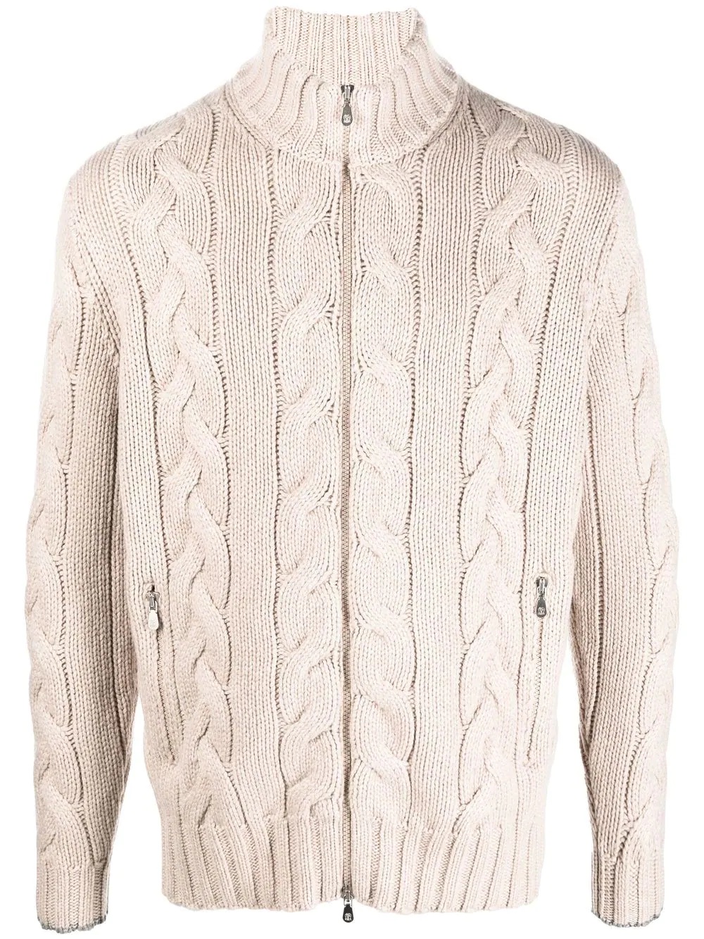 cable-knit cashmere zip-up jumper - 1