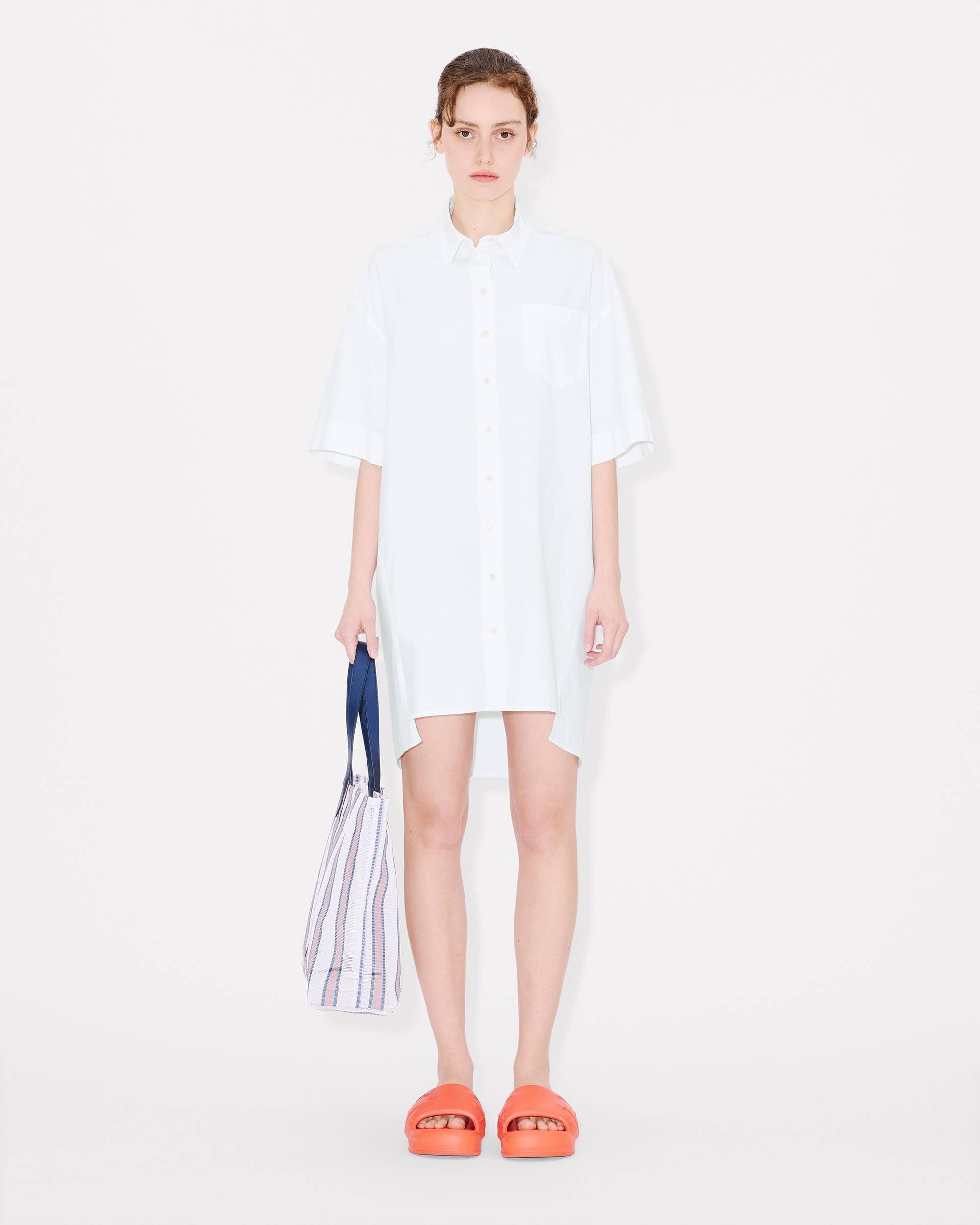 Cocoon short sleeve dress in cotton poplin - 3