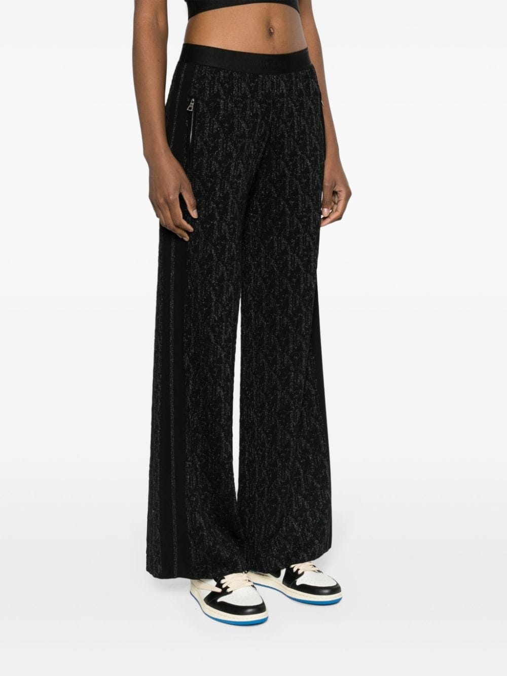 wide-leg monogram-jacquard trousers - 3
