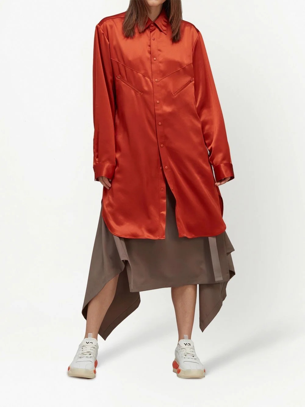 layered shirt midi dress - 2