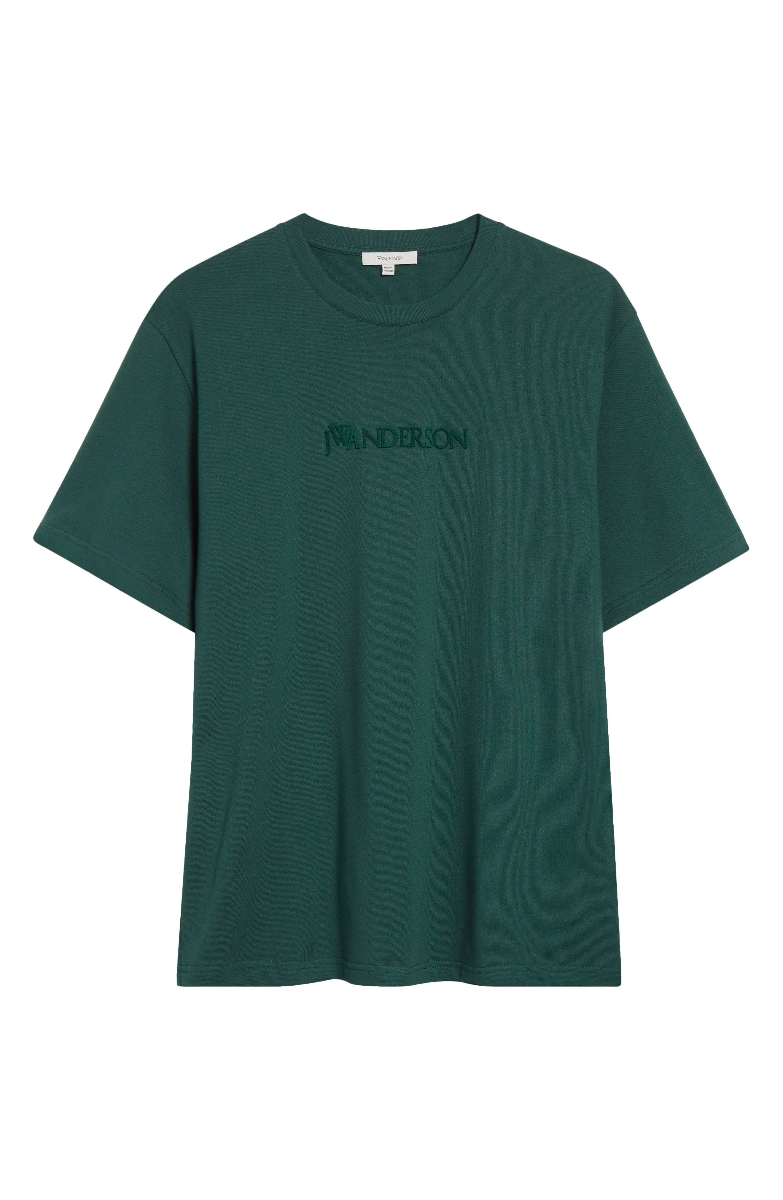 JW Anderson Embroidered Logo Cotton T-Shirt in Dark Green at Nordstrom - 1