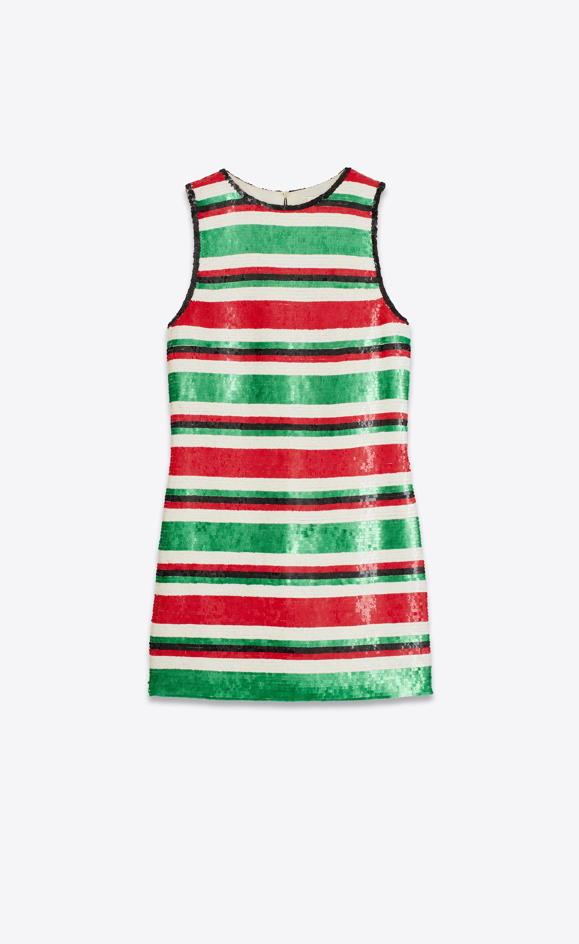 sequin-embroidered striped dress in silk georgette - 1