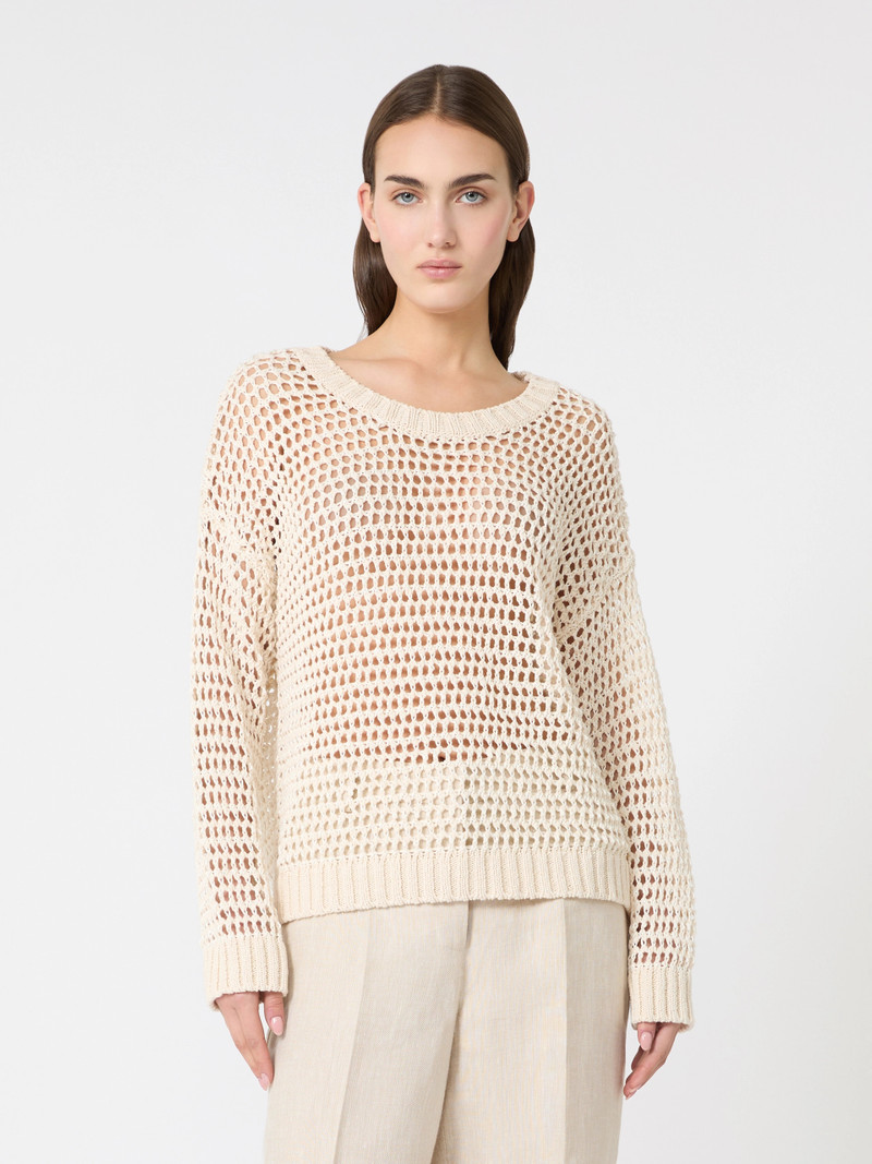 ONIRICA Linen and cotton yarn mesh jumper - ECRU 3