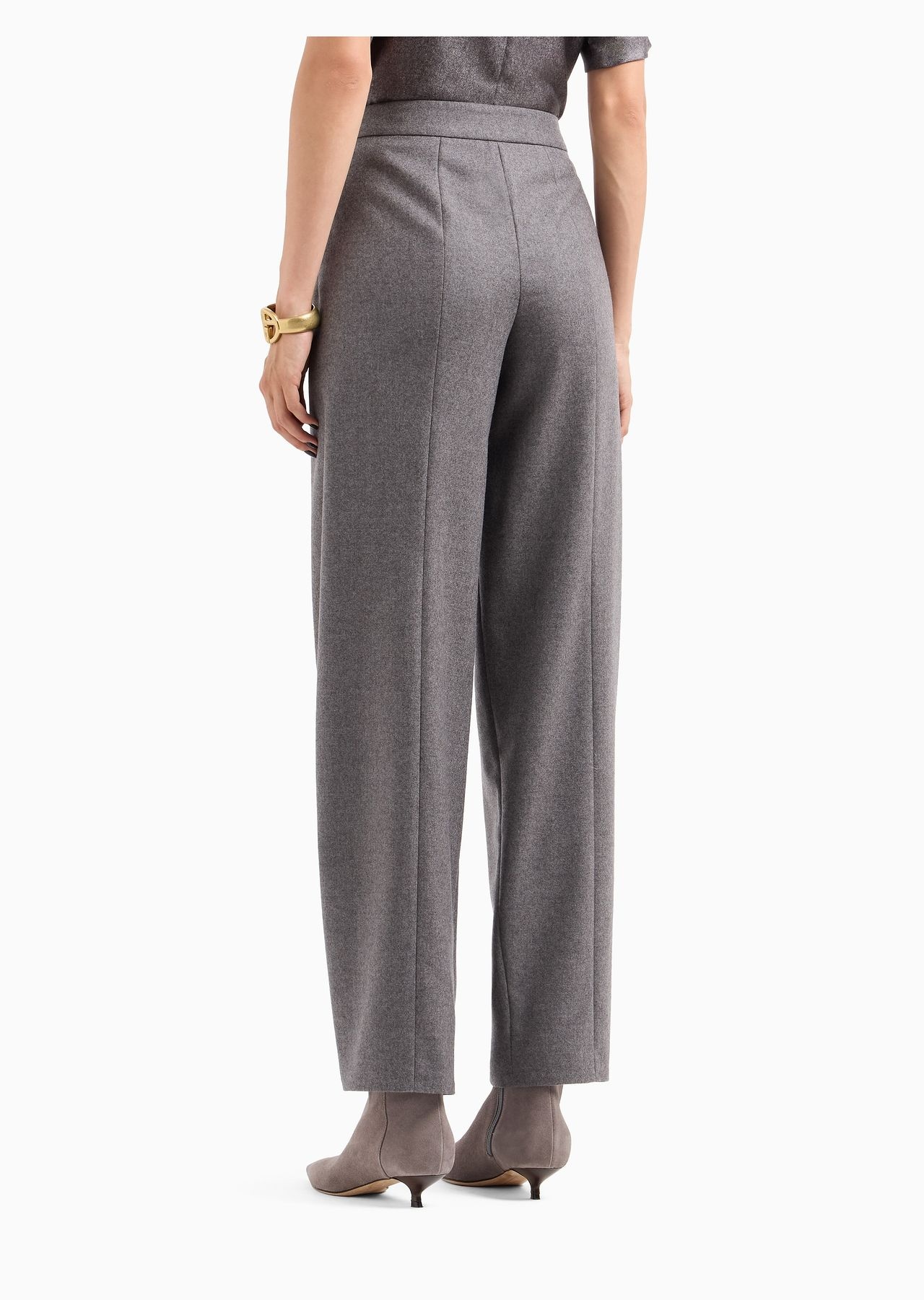 Straight, single-darted cashmere flannel trousers - 3