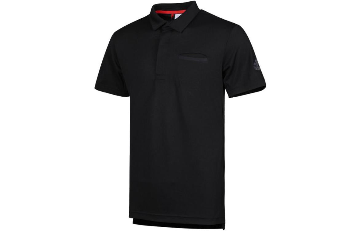 adidas Solid Color Athleisure Casual Sports Short Sleeve Polo Shirt Black CY3330 - 3