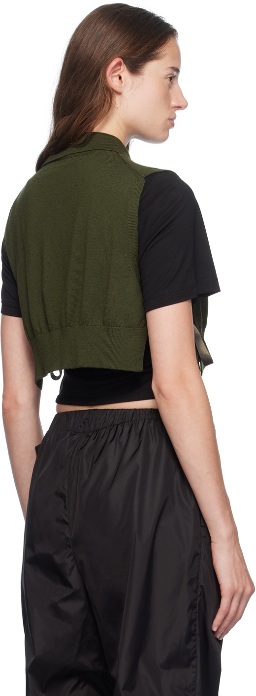Green Embellished Knit Vest - 3