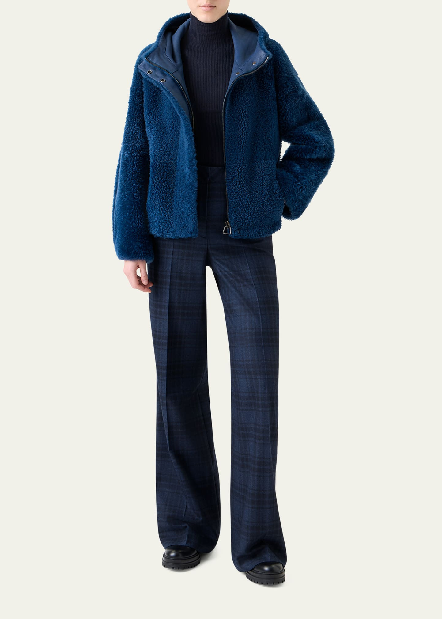 Gracie Lamb Shearling Hooded Jacket - 2