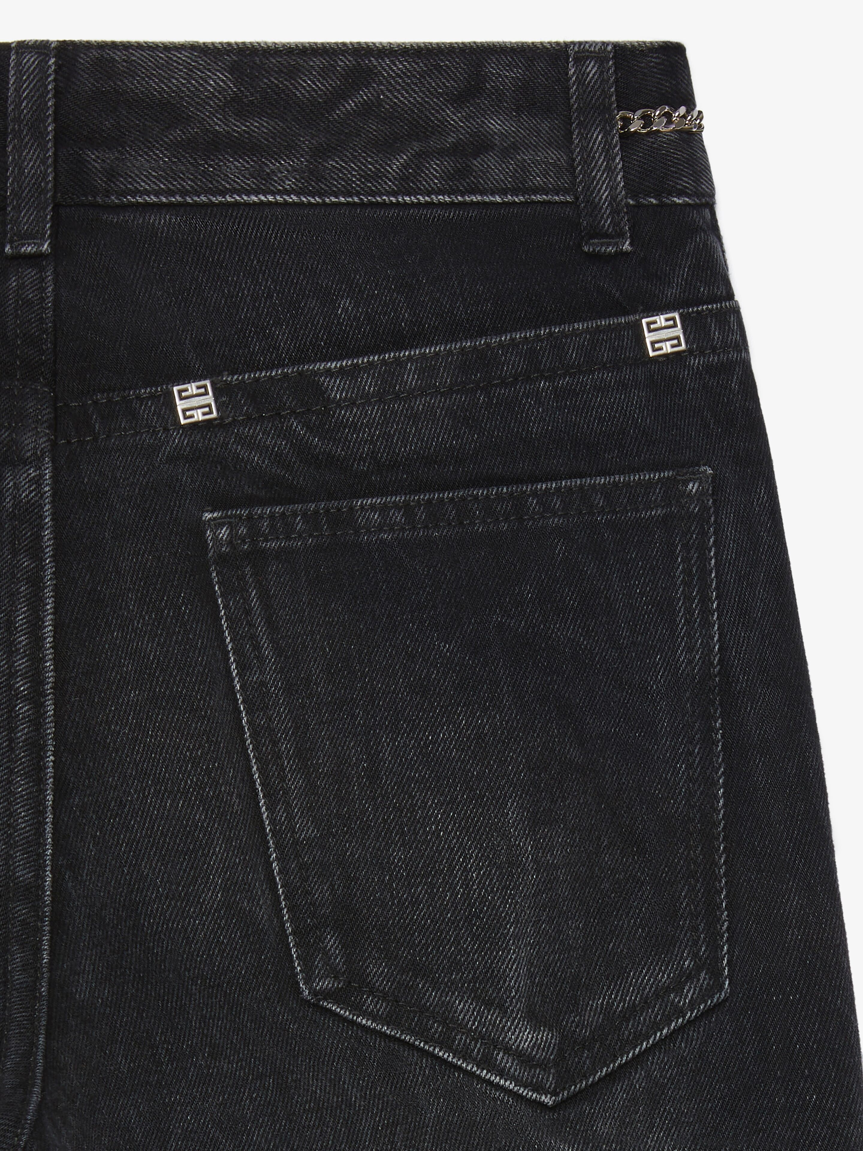 BOOT CUT PANTS IN DENIM WITH CHAINS DETAIL - 2