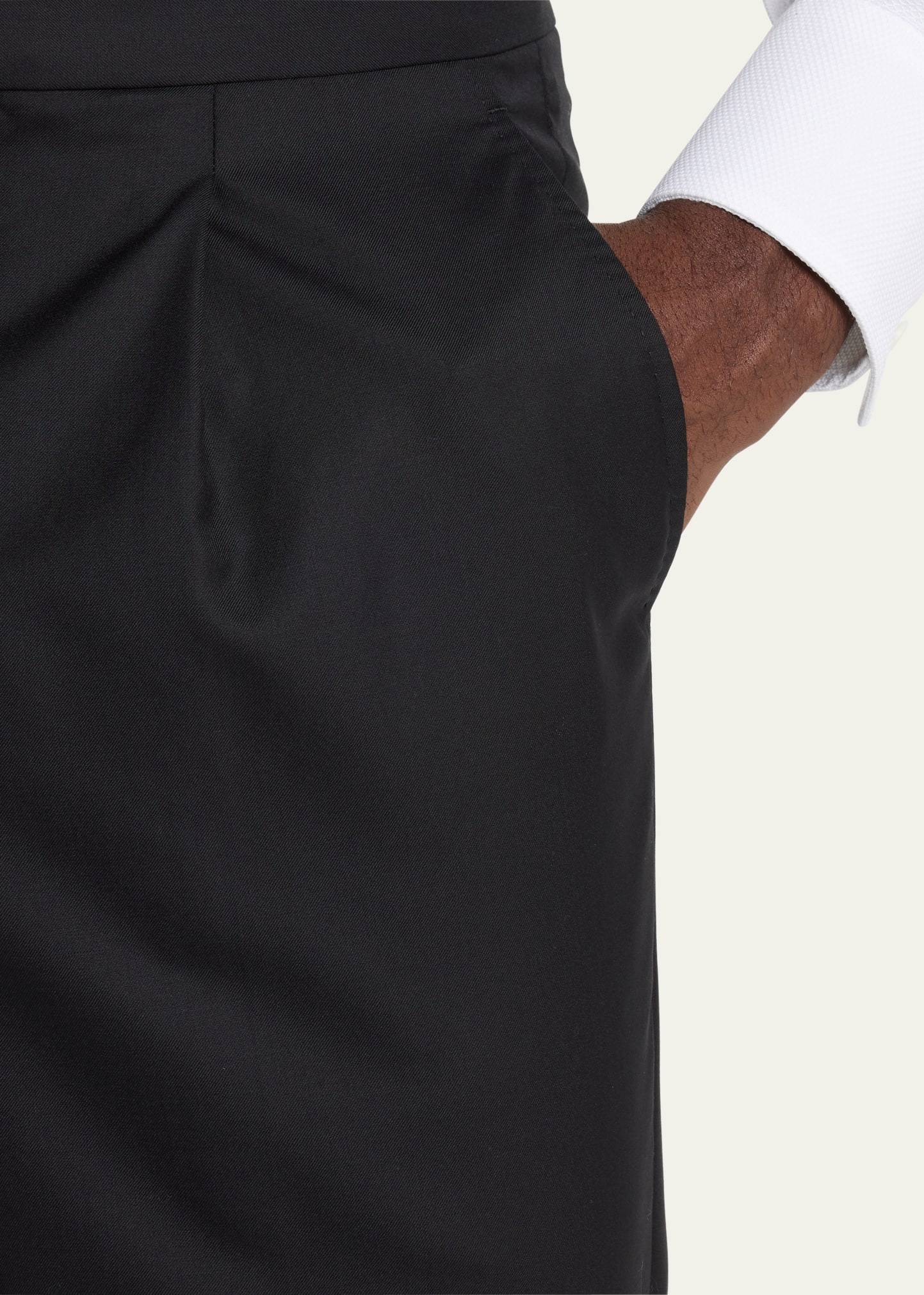 Men's Solid Tuxedo Fabric Dress Trousers - 5