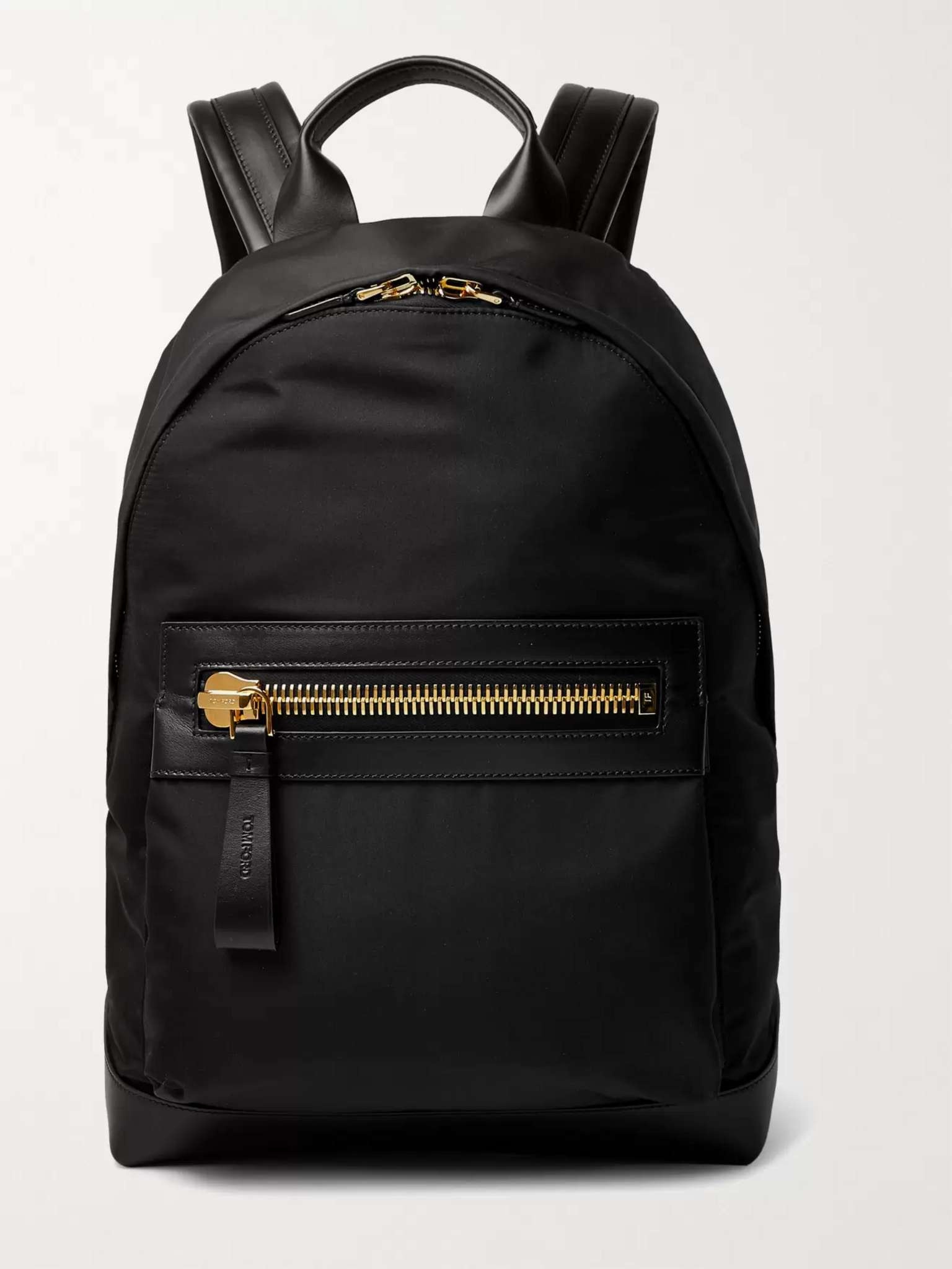 Leather-Trimmed Nylon Backpack - 1