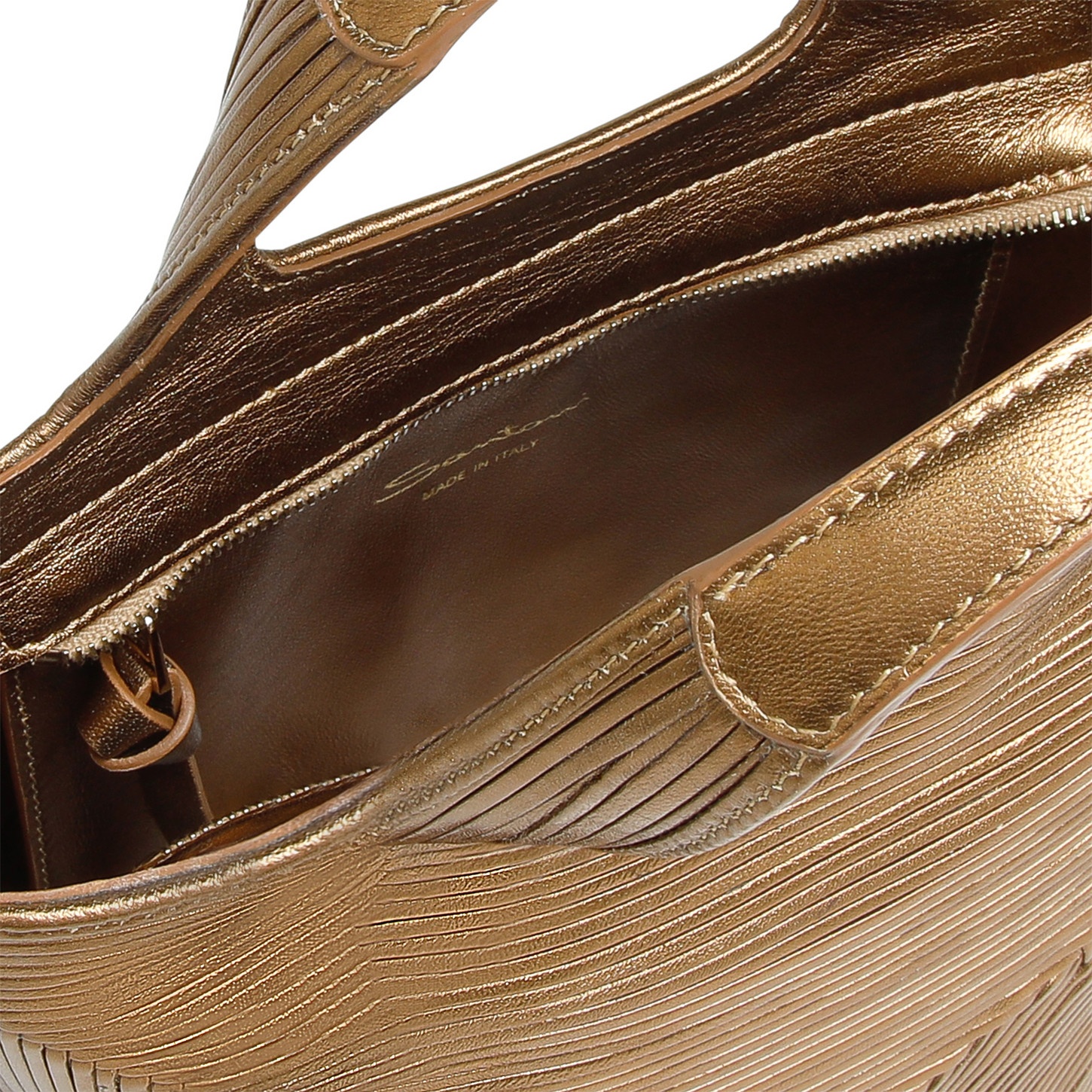 Gold laminated leather handbag - 6