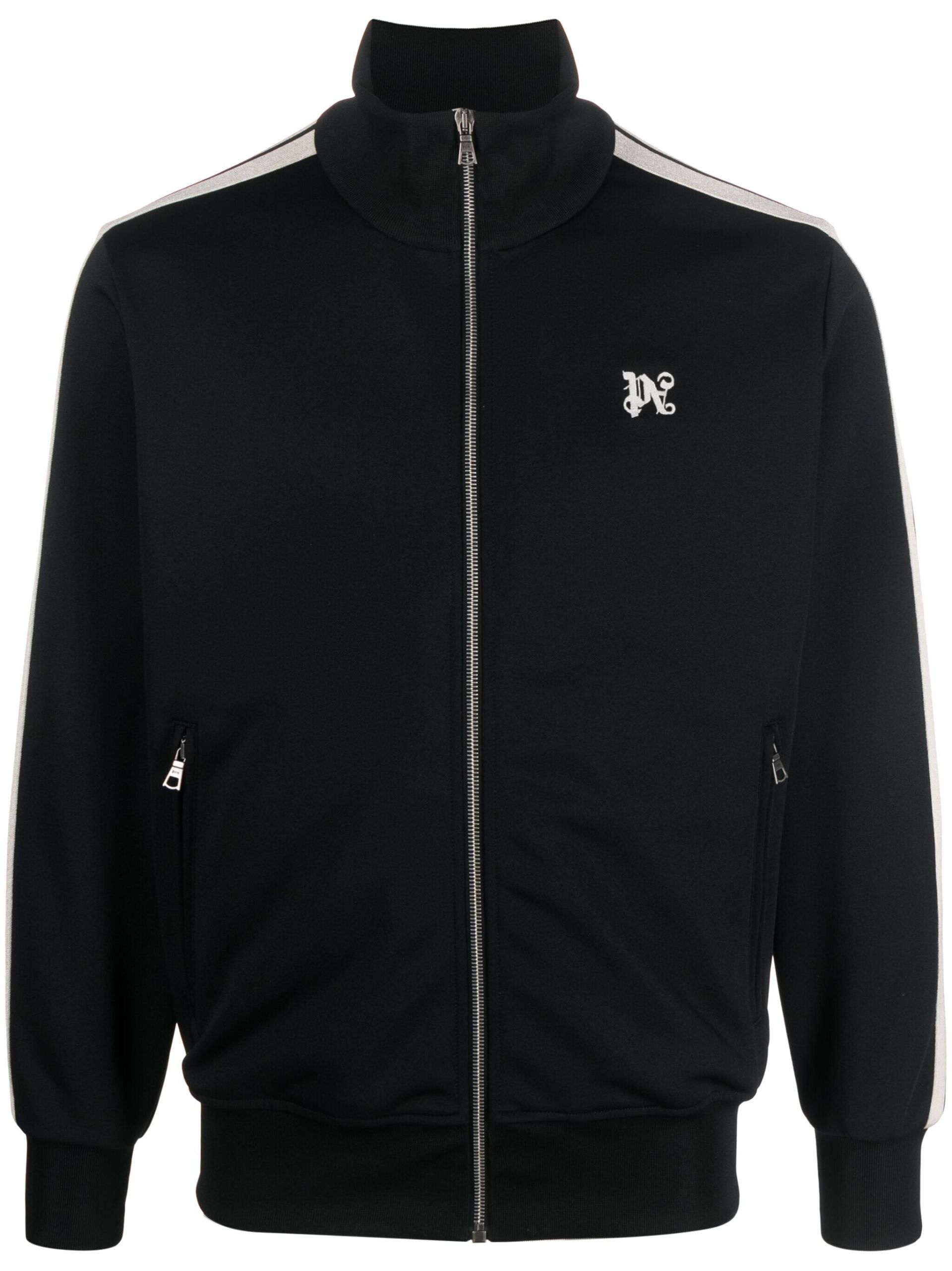 Black monogram-embroidery jacket - 1