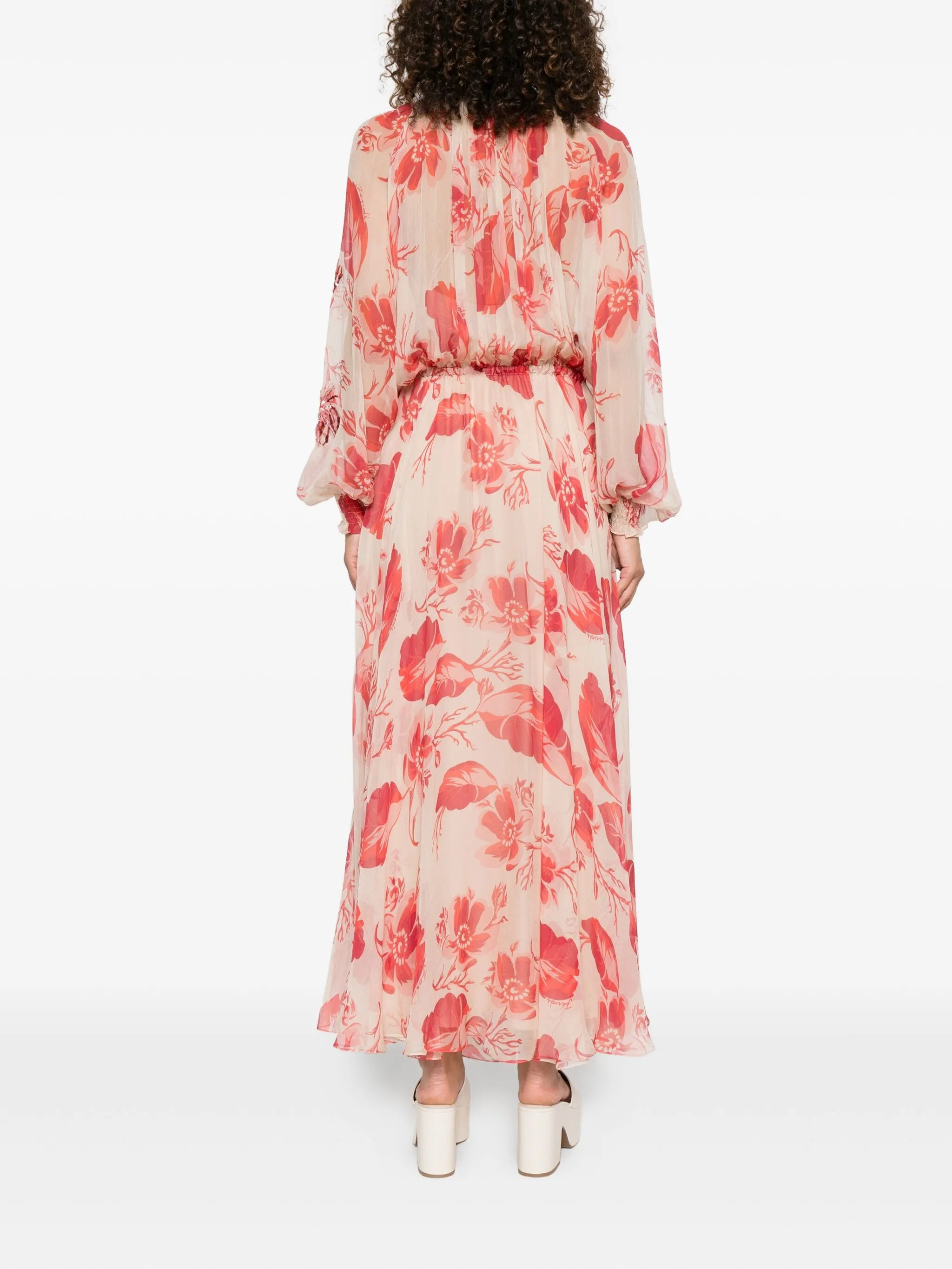 Fendi Floral-print Pleated Maxi Dress - 3
