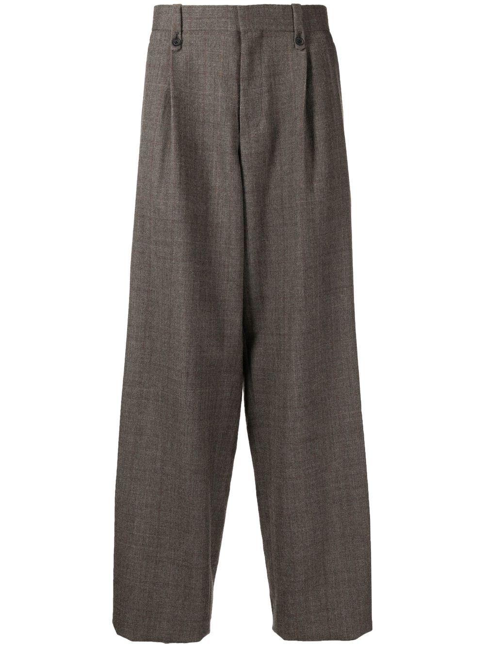 check-pattern straight trousers - 1